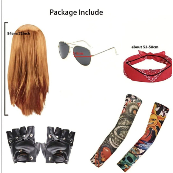 Halloween Costume Biker Rocker Costumes '90s Cosplay Punk Rock Costume - Picture 9 of 10